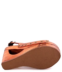 Bed Stu Imelda Leather Platform Cut-Out Wedge Peep Toe Pumps