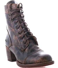 Bed Stu Judgement Leather Block Heel Combat Booties