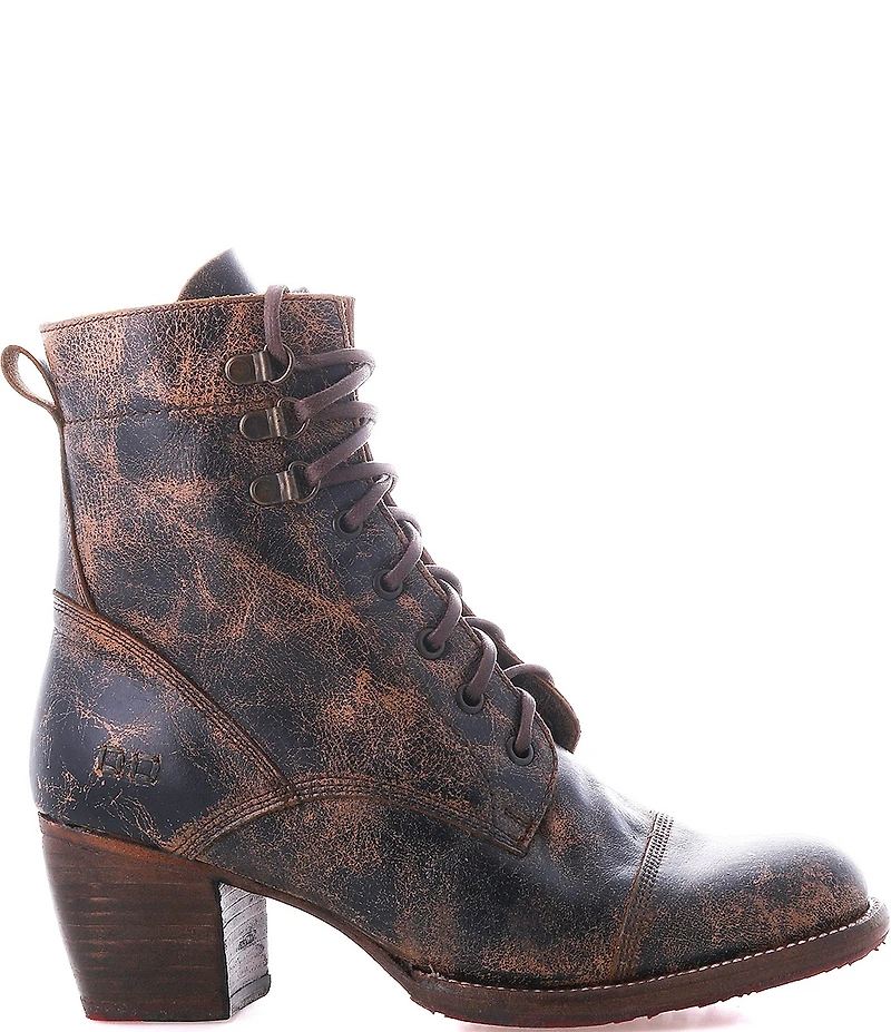 Bed Stu Judgement Leather Block Heel Combat Booties