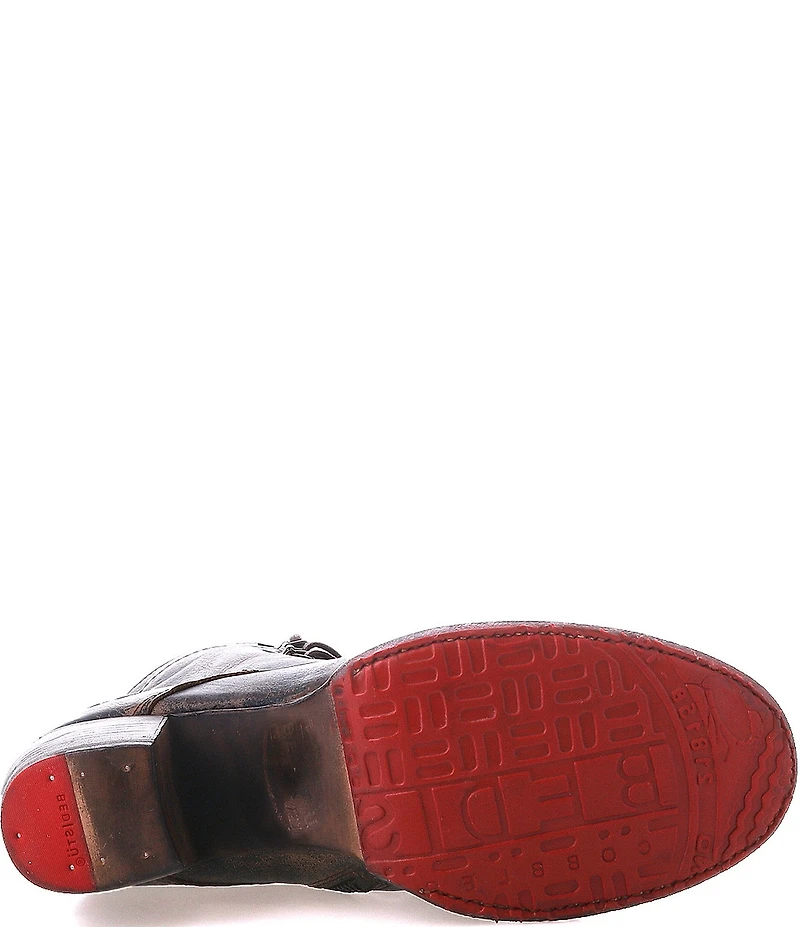 Bed Stu Judgement Leather Block Heel Combat Booties