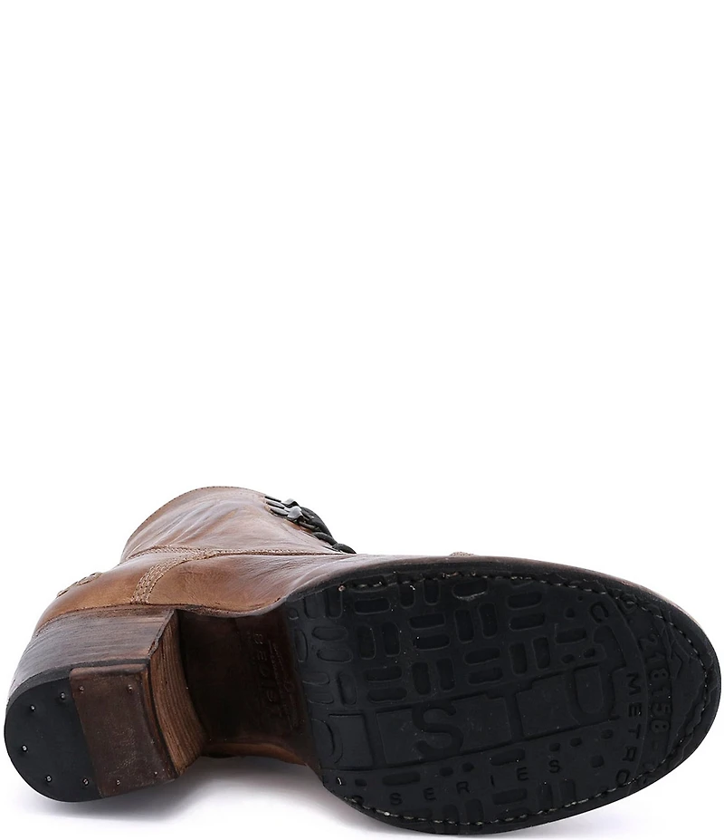 Bed Stu Judgement Leather Block Heel Combat Booties