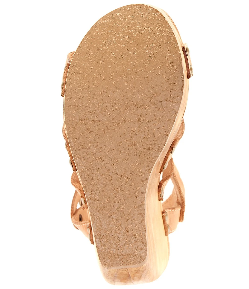 Bed Stu Juliana II Leather Criss-Cross Wood Wedge Sandals