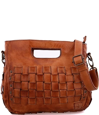 Bed Stu Keiki Leather Woven Checkered Crossbody Bag