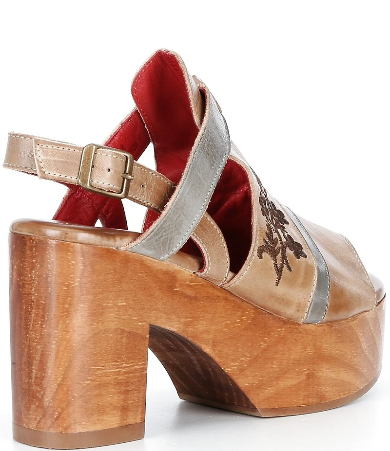 Bed Stu Melodramatic Leather Slingback Block Heel Platform Sandals