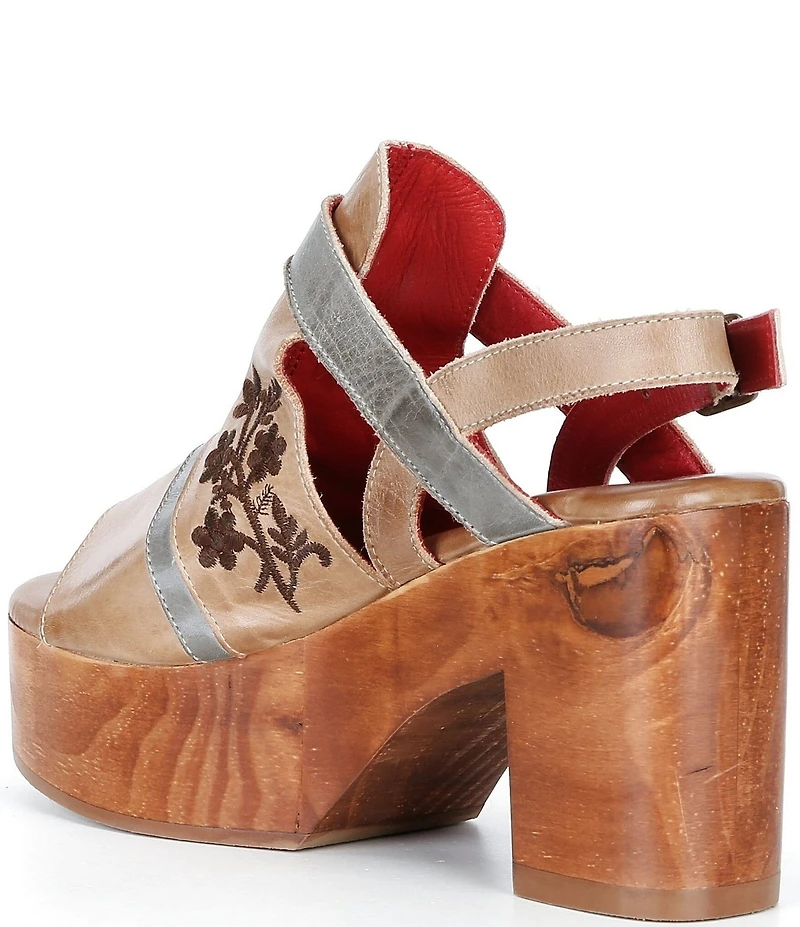 Bed Stu Melodramatic Leather Slingback Block Heel Platform Sandals