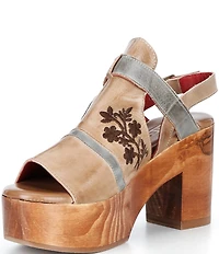 Bed Stu Melodramatic Leather Slingback Block Heel Platform Sandals