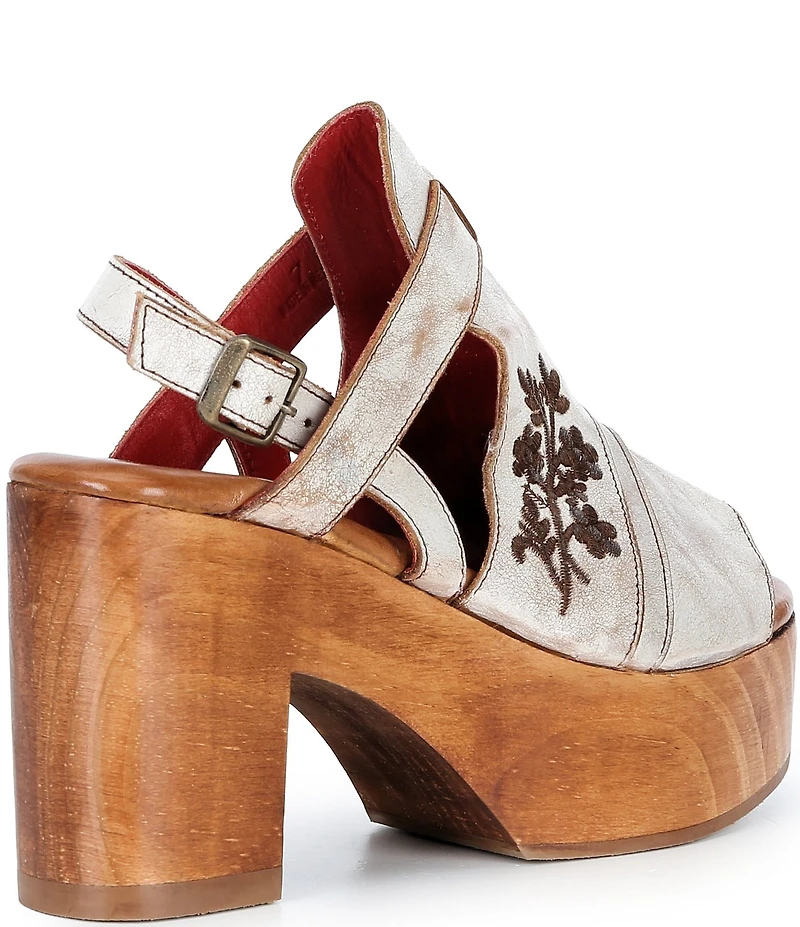 Bed Stu Melodramatic Leather Slingback Block Heel Platform Sandals