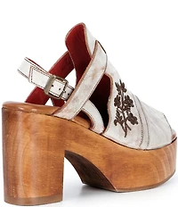 Bed Stu Melodramatic Leather Slingback Block Heel Platform Sandals