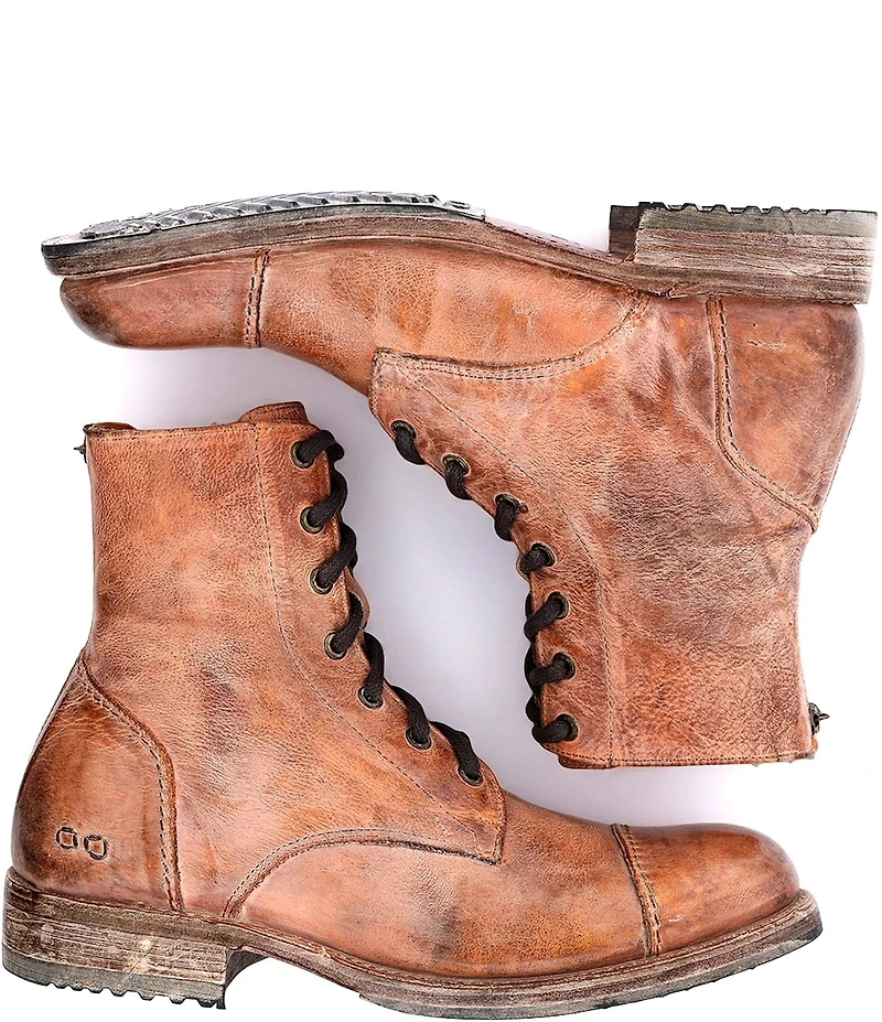 Bed Stu Men's Protege Distressed Leather Back Zip Combat Boots