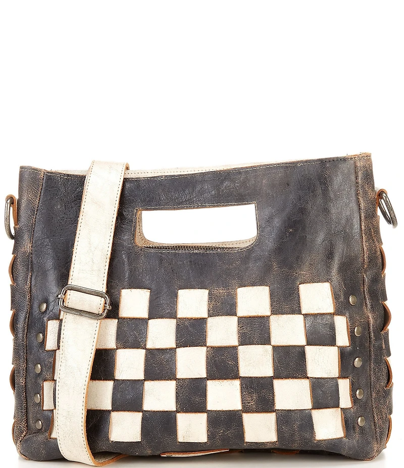 Bed Stu Orchid Woven Leather Satchel Crossbody Bag