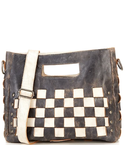 Bed Stu Orchid Woven Leather Satchel Crossbody Bag