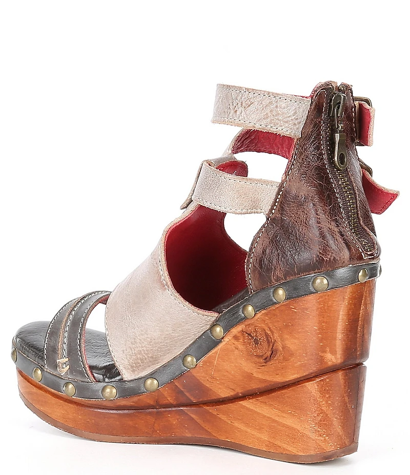 Bed Stu Princess Studded Leather Platform Wedge Pumps