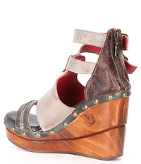 Bed Stu Princess Studded Leather Platform Wedge Pumps