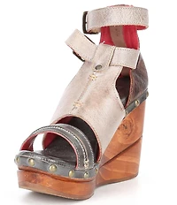 Bed Stu Princess Studded Leather Platform Wedge Pumps