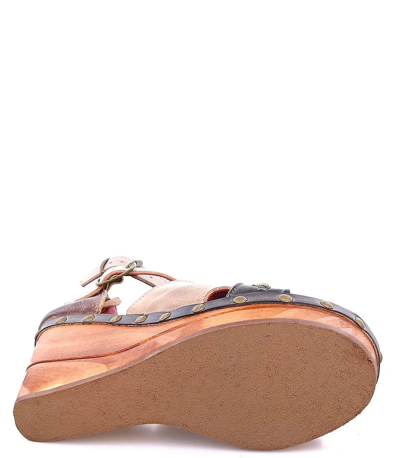 Bed Stu Princess Studded Leather Platform Wedge Pumps