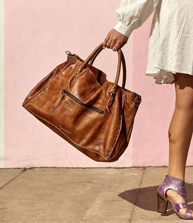 Bed Stu Rockaway Stitch-Detail Distressed Satchel Bag