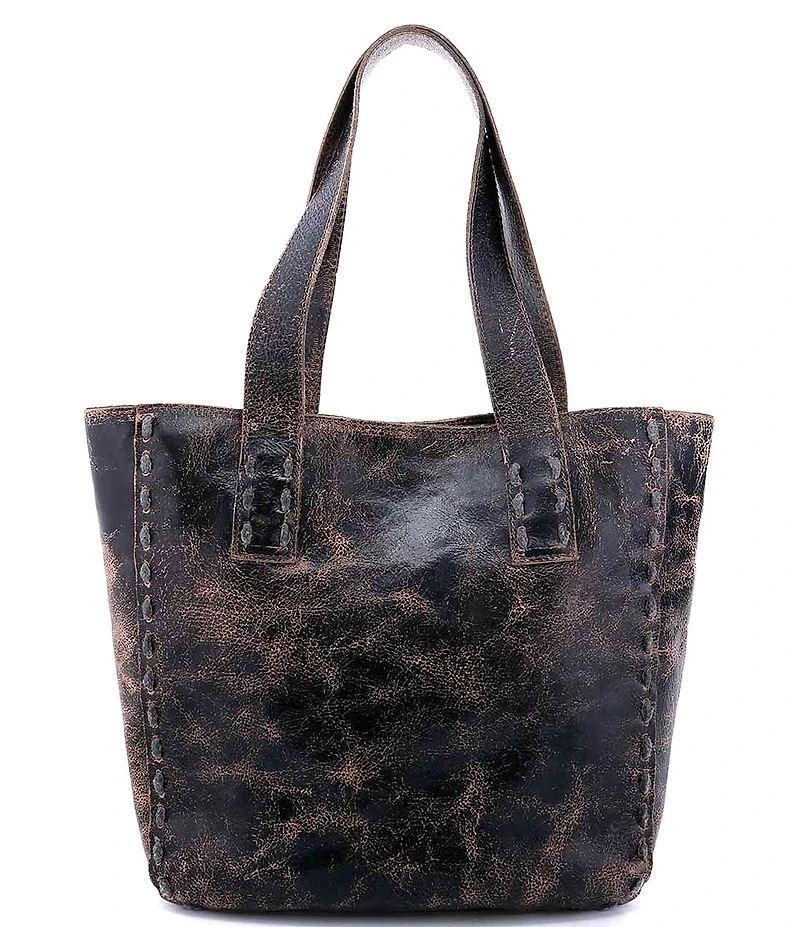 Bed Stu Stevie Black Leather Pick Stitch Tote Bag