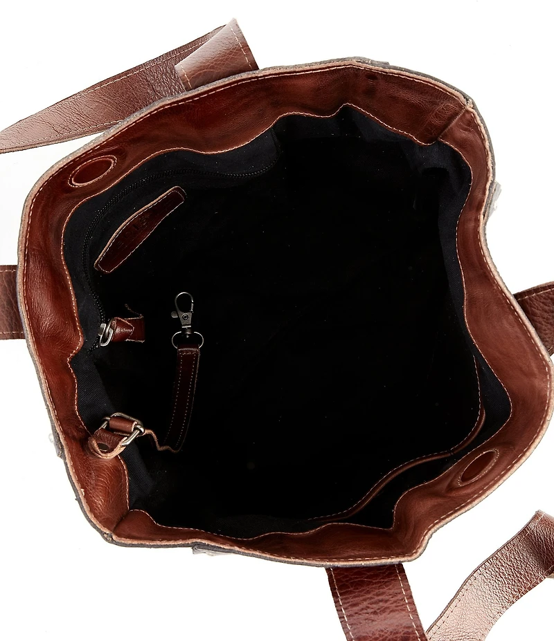 Bed Stu Stevie Black Teak Rustic Leather Shoulder Tote Bag