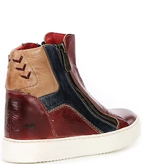 Bed Stu Twist Leather Zip Up High Top Hidden Wedge Sneakers