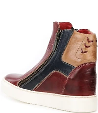 Bed Stu Twist Leather Zip Up High Top Hidden Wedge Sneakers