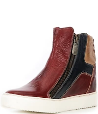 Bed Stu Twist Leather Zip Up High Top Hidden Wedge Sneakers