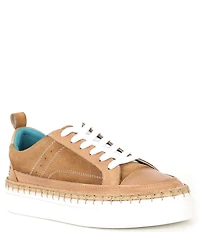 Roan Void Leather and Suede Whipstitch Lace Up Sneakers