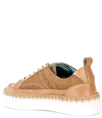 Roan Void Leather and Suede Whipstitch Lace Up Sneakers