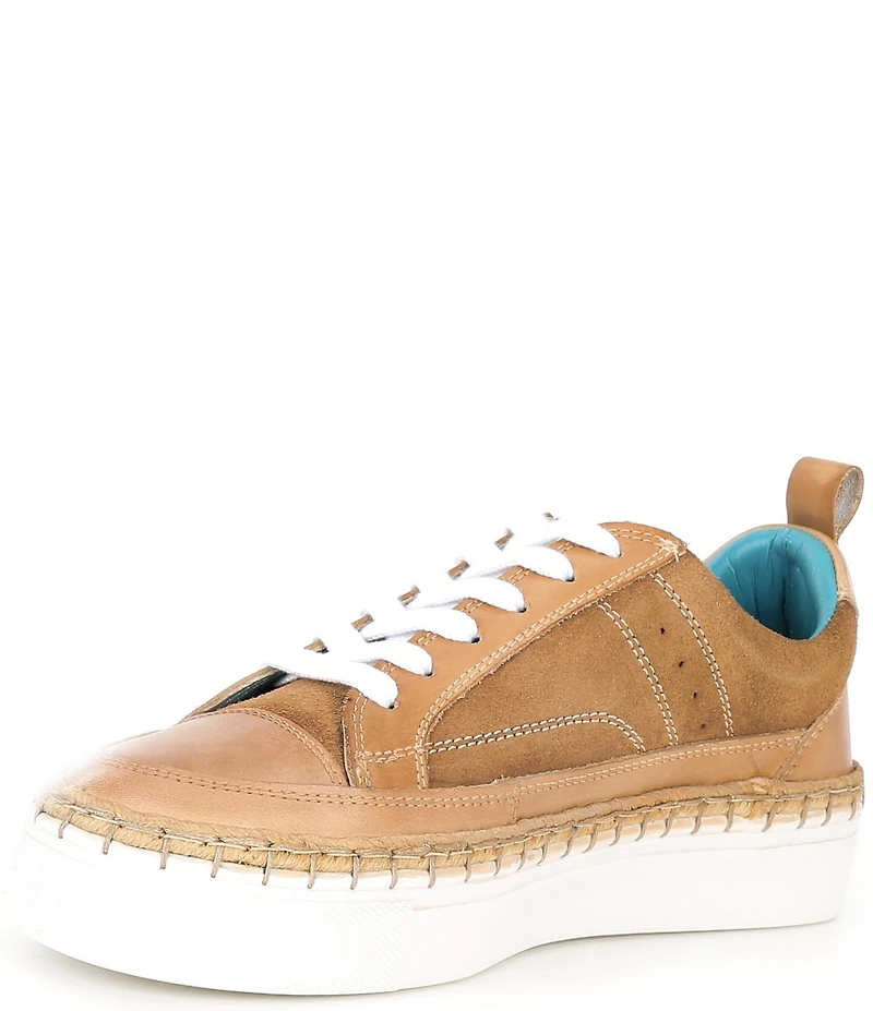 Roan Void Leather and Suede Whipstitch Lace Up Sneakers