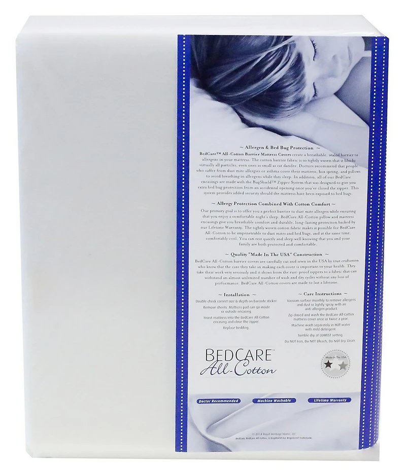 National Allergy® BedCare All Cotton Allergy and Bed Bug Proof 9#double; Mattress Cover