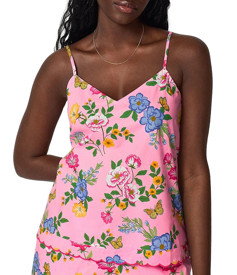 BedHead Butterfly Garden Print Sleeveless V-Neck Organic Cotton Shorty Pajama Set