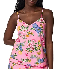 BedHead Butterfly Garden Print Sleeveless V-Neck Organic Cotton Shorty Pajama Set