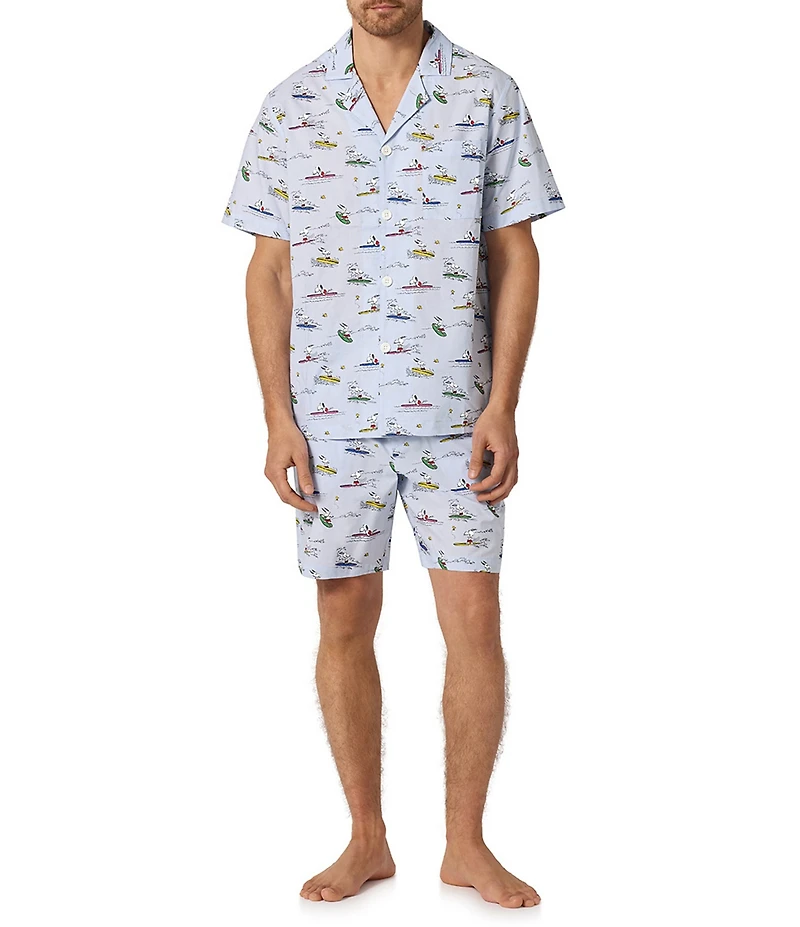 BedHead Catch A Wave Snoopy Print Top & Woven Pajama Short Set