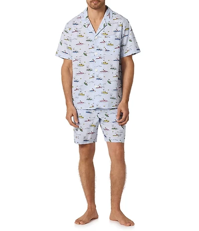 BedHead Catch A Wave Snoopy Print Top & Woven Pajama Short Set