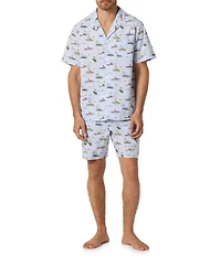BedHead Catch A Wave Snoopy Print Top & Woven Pajama Short Set