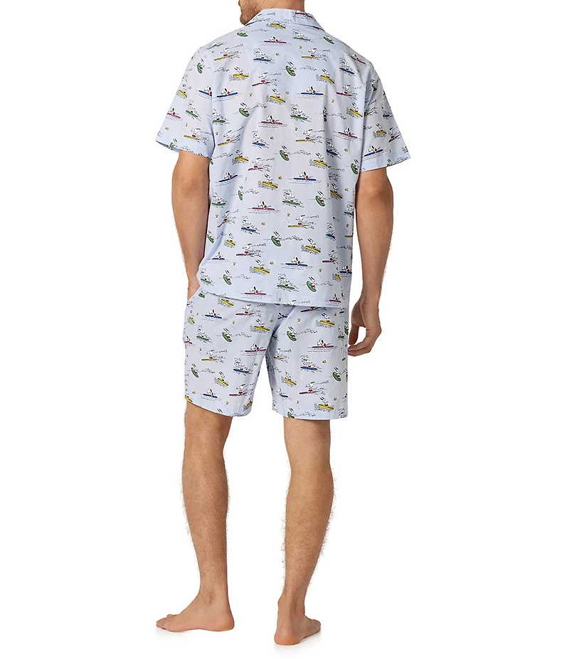 BedHead Catch A Wave Snoopy Print Top & Woven Pajama Short Set