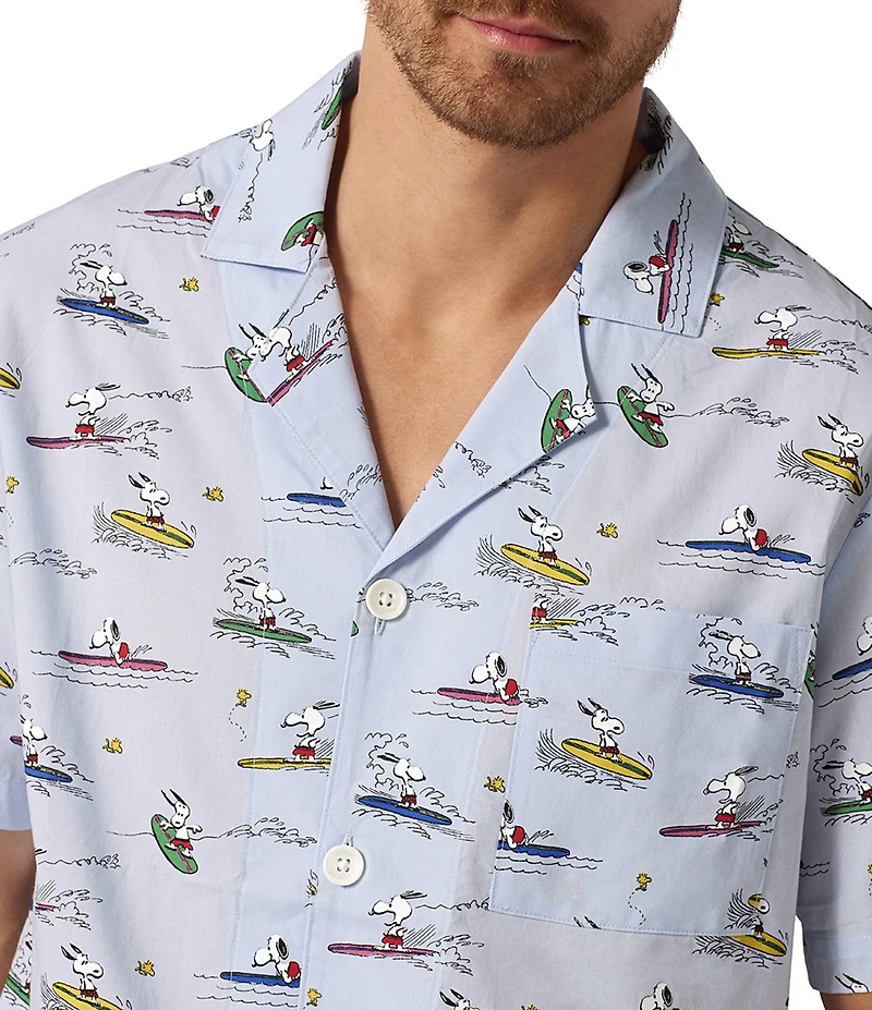 BedHead Catch A Wave Snoopy Print Top & Woven Pajama Short Set