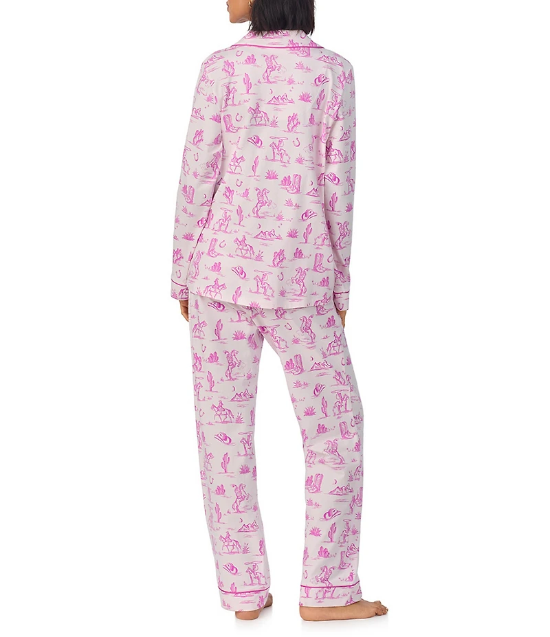 BedHead Cowgirl Toile Print Long Sleeve Notch Collar Knit Pajama Set