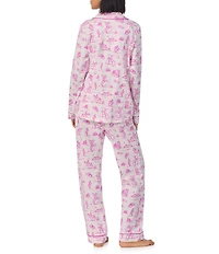 BedHead Cowgirl Toile Print Long Sleeve Notch Collar Knit Pajama Set