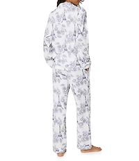 Bedhead Eiffel Tower Floral Print Organic Cotton Long Sleeve Notch Collar Woven Flannel Long Pajama Set