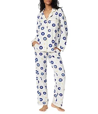 Bedhead Eyeconic Print Organic Cotton Jersey Knit Long Sleeve Notch Collar Long Pajama Set