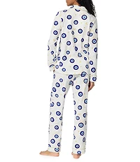 Bedhead Eyeconic Print Organic Cotton Jersey Knit Long Sleeve Notch Collar Long Pajama Set