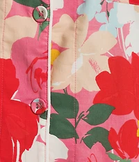 BedHead Floral Print Short Sleeve Notch Collar Organic Cotton Poplin Cropped Pajama Set