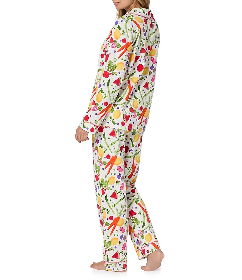 BedHead Garden Print Long Sleeve Notch Collar Knit Long Pajama Set