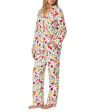 BedHead Garden Print Long Sleeve Notch Collar Knit Long Pajama Set