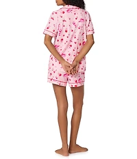 BedHead Giddy Up Western Print Organic Cotton Blend Short Sleeve Notch Collar Knit Shorty Valentine's Day Pajama Set