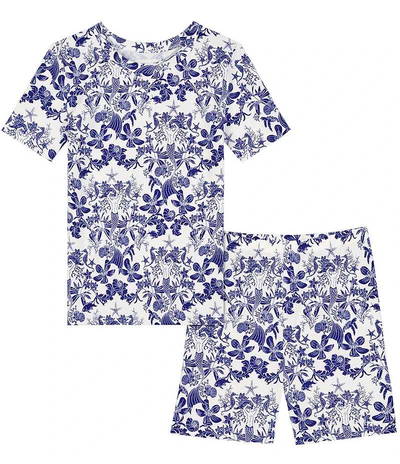 BedHead Girls Short Sleeve Allover Print Stretch Jersey Top & Pajama 2-Piece Set