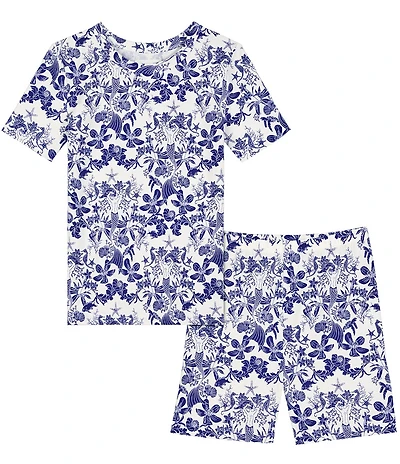 Bedhead Girls Short Sleeve Allover Print Stretch Jersey Top & Pajama 2-Piece Set