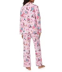 Bedhead Holiday Must Be Santa Print Long Sleeve Notch Collar Knit Long Holiday Pajama Set