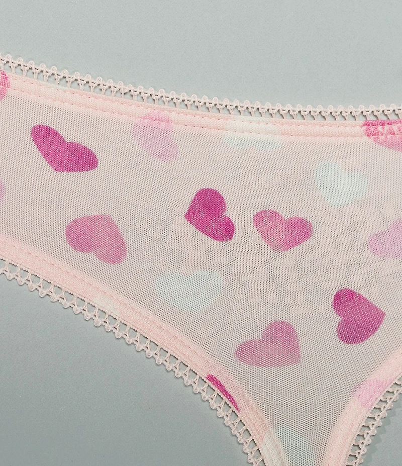 Bedhead Knit Heart Print Wide Side Thong Panty