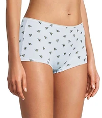 BedHead Knit Lace Trim Honey Bees Print Boyshort Panty 3-Pack
